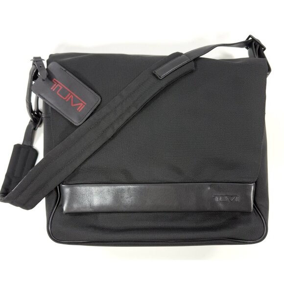 Tumi Ballistic Nylon Crossbody Laptop Messenger Travel Bag Leather Trim 43004d3